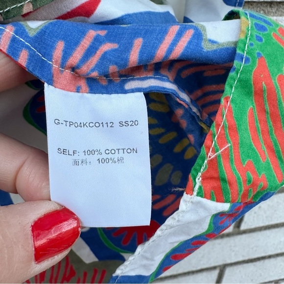 Tia Cibani Bold Matyo Floral Stripe Print Boxy Shirt 7/8Y - Picture 8 of 10